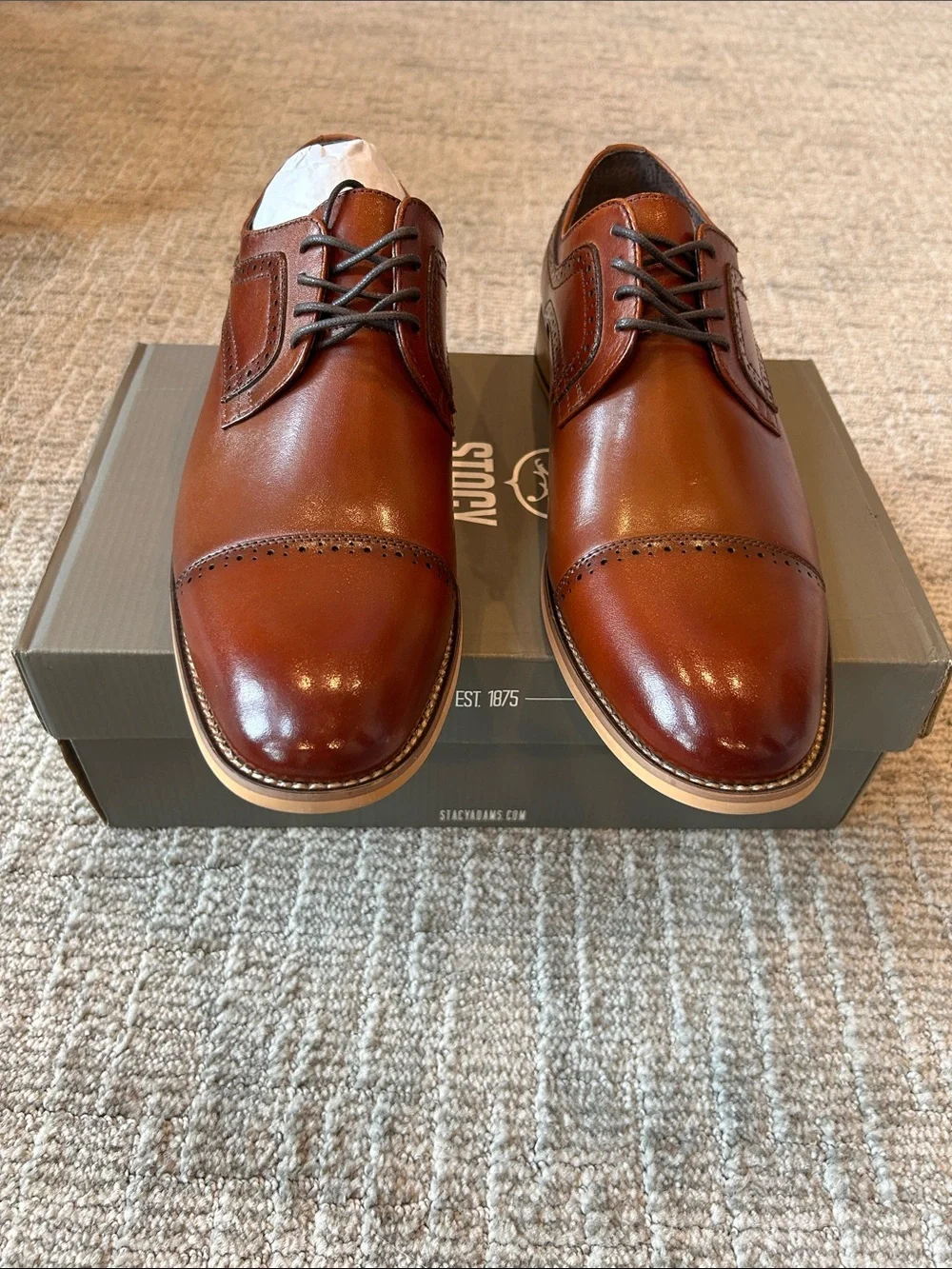 Stacy Adams DICKINSON CAP TOE OXFORD Cognac 10.5